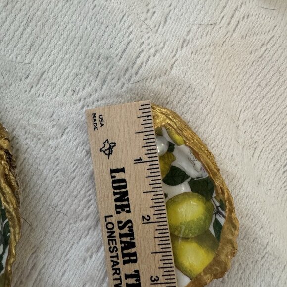 Handmade Decoupage Oyster Shell Trinket Dish Lemons, Pearl, Gold Trim - Picture 10 of 10